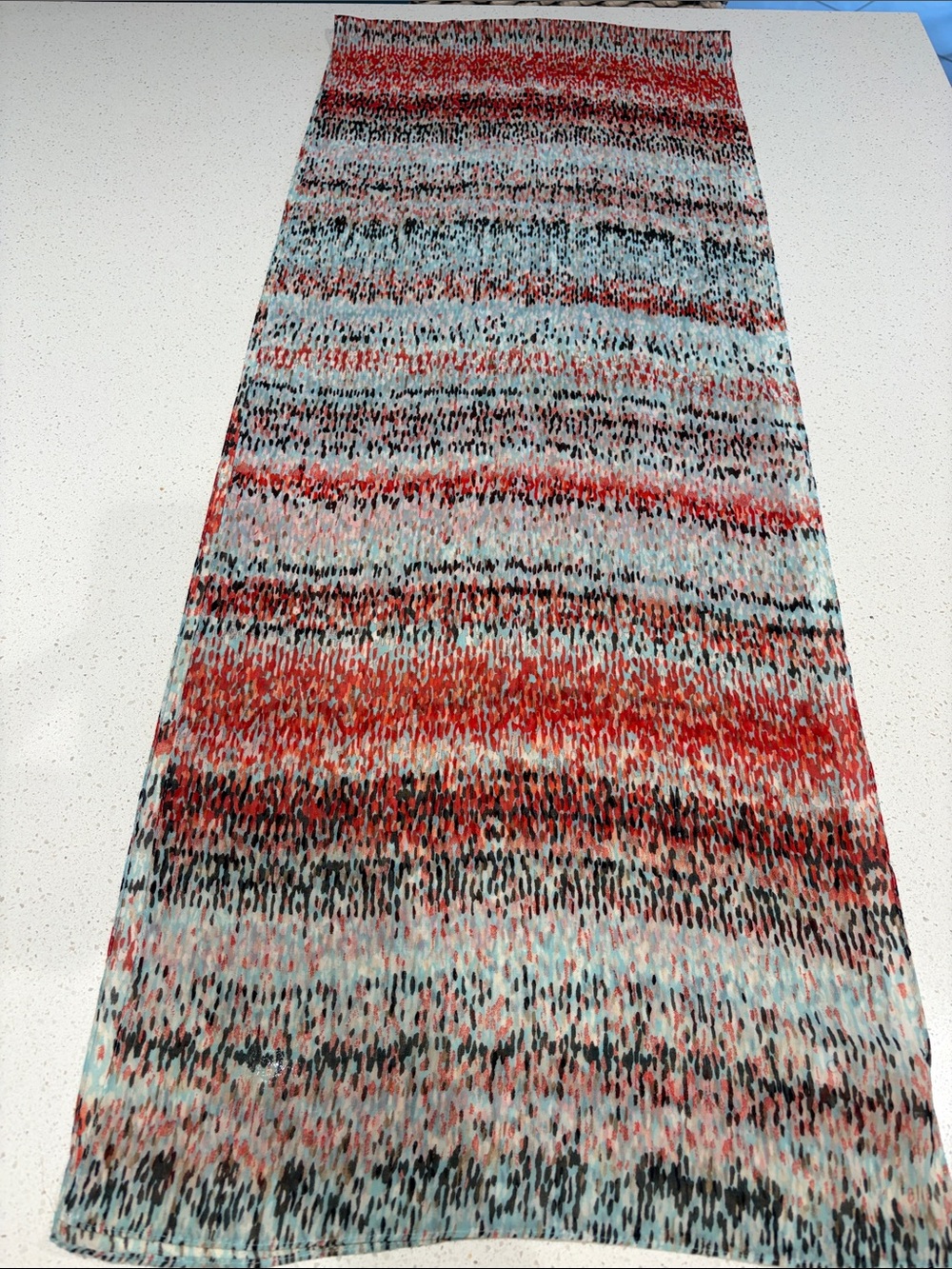 Vintage Calvin Klein Red, Aqua & Black Abstract Printed Scarf.